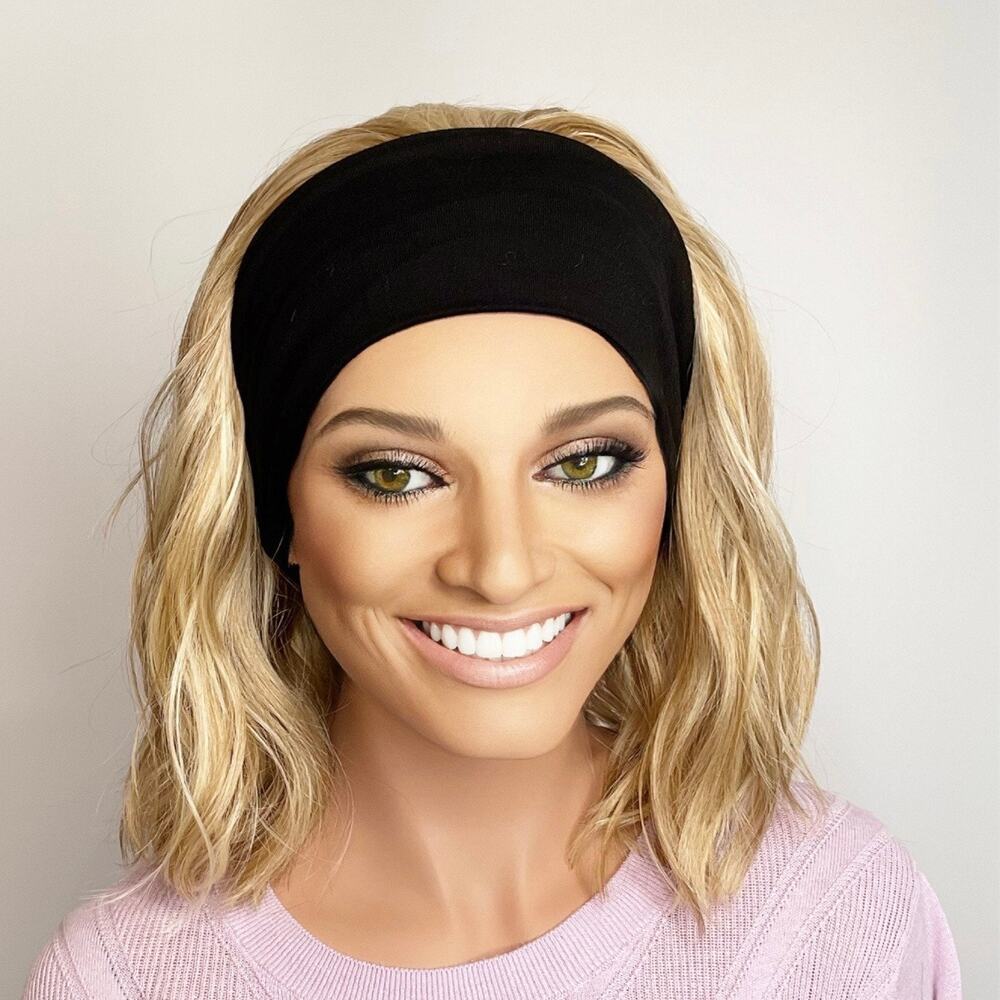 Head Scarves by Ciara Barley Blond Beach Wave Headband Wig Synthetic 8"